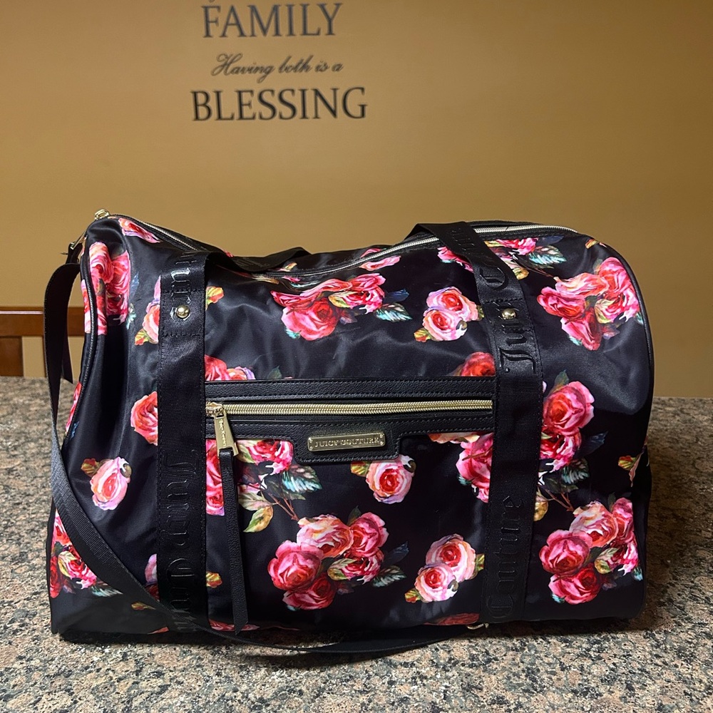 Juicy Couture Black and Pink Floral Tote